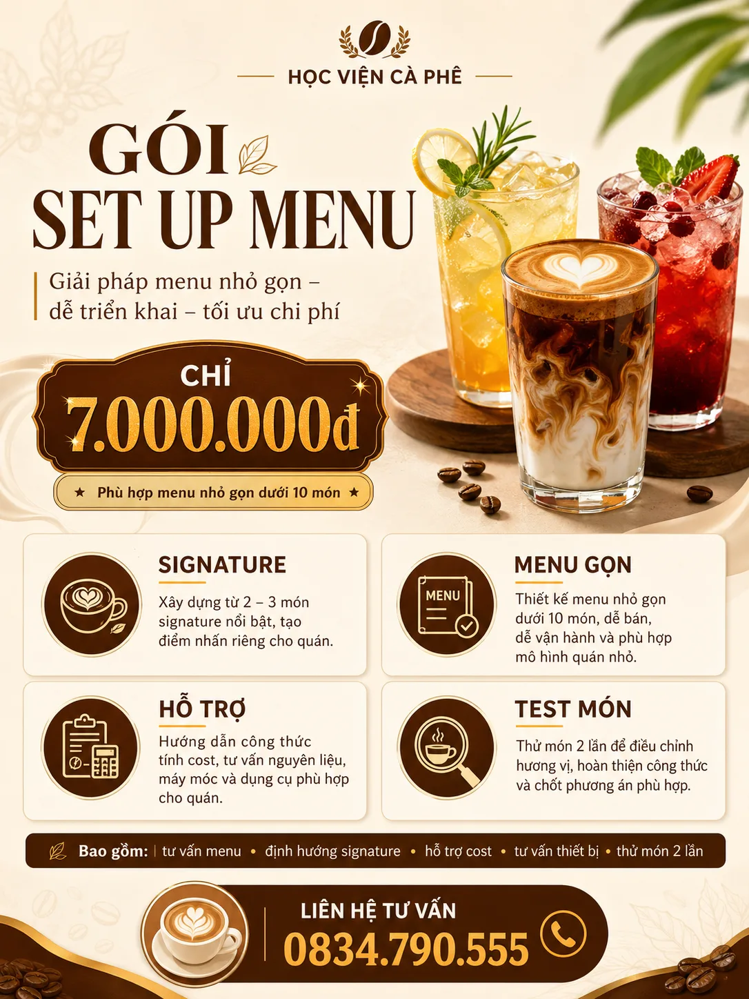 Gói Setup Menu dưới 10 món